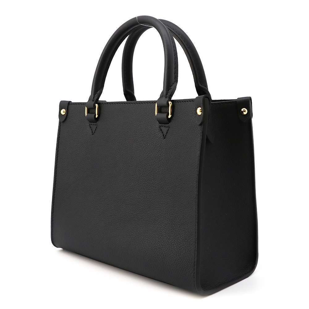 Louis Vuitton black bag leather Lock handbag grained Go calf